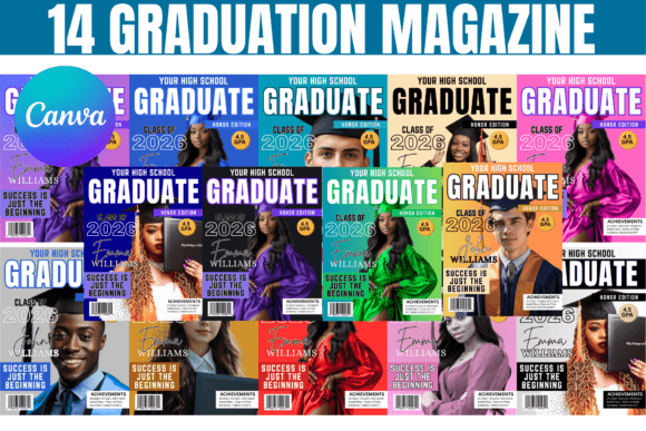 14 Graduation Magazine Canva Template Pack