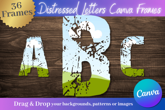 Distressed Letters & Number Canva Frames: Instant Vintage Charm