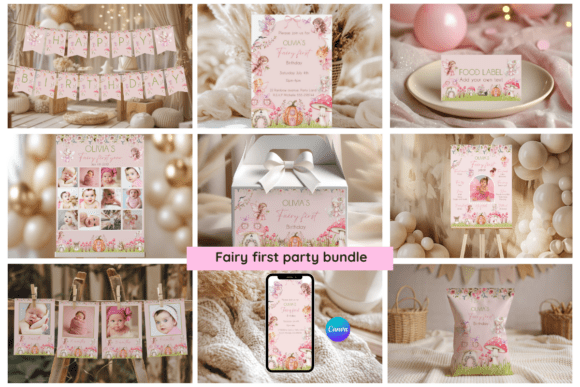Fairy First Party Bundle Editable: Your Magic Wand for a First Birthday