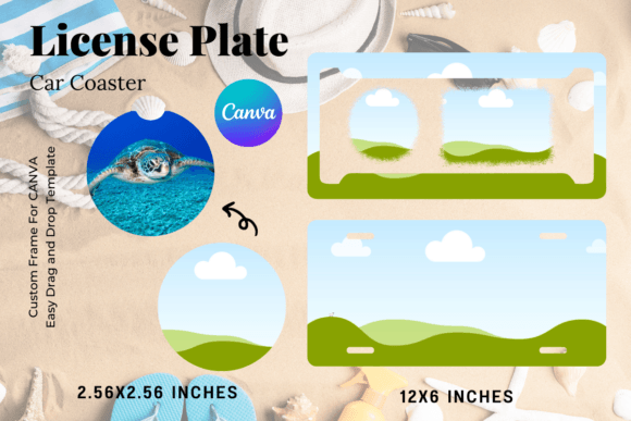 License Plate Car Coaster Canva Frame: Design Assets for Creators